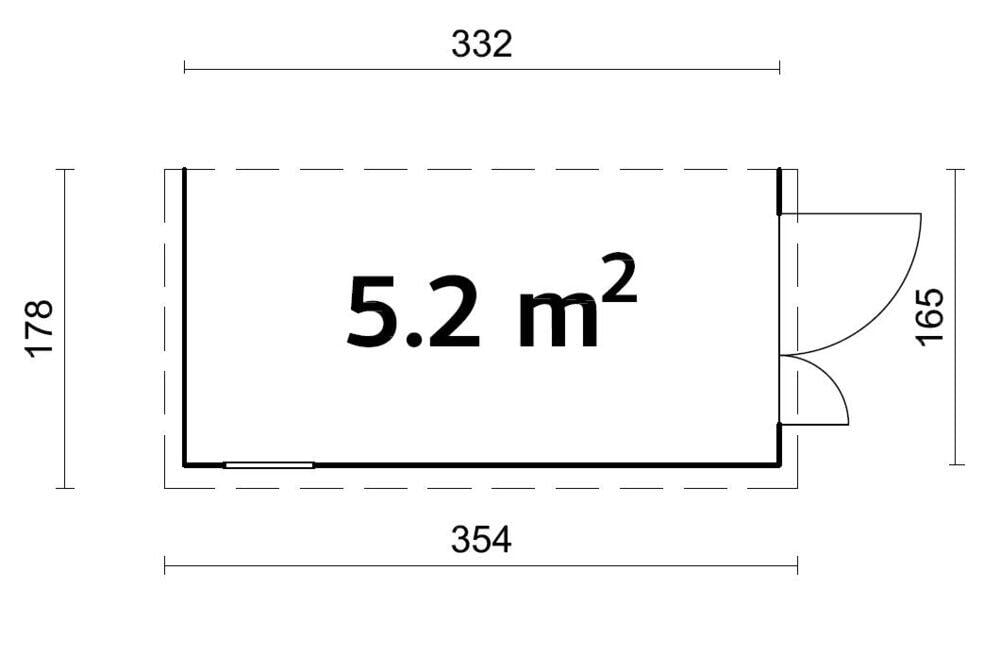 Palmako Mia redskapsbod 5,4 m2 Stor påbygningsbod med 3 vegger for montering mot eksisterende vegg, f.eks. som tilbygg til hus eller garasje.