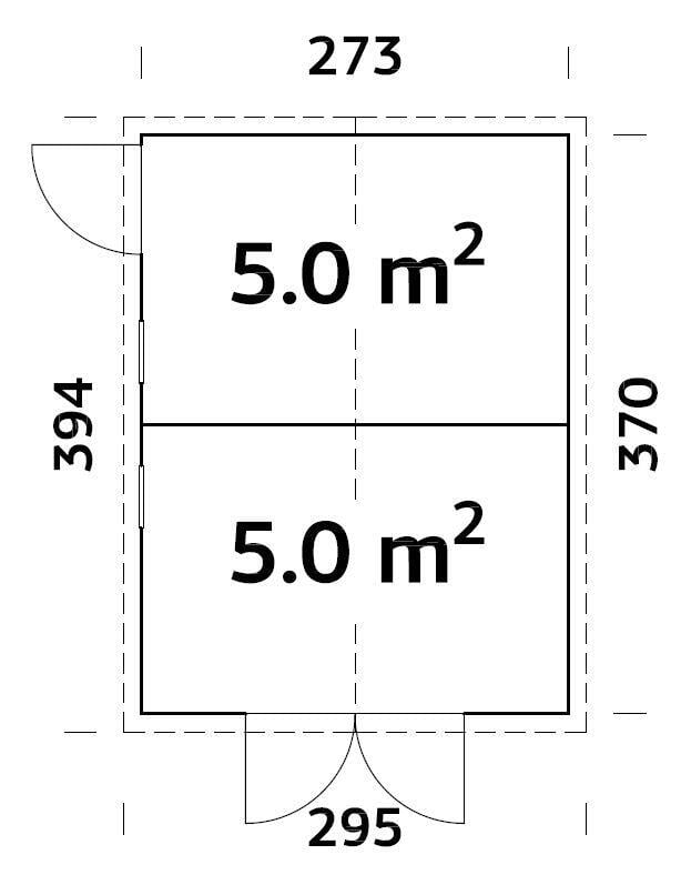 Palmako Dan redskapsbod 9,9 m2 En praktisk redskapsbod med to rom for oppbevaring av hageredskaper, plenklipper, sykler, hagemøbler og puter m.m.